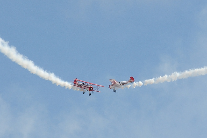 Red Baron aerobatic biplane group in flight at Miramar air show-20 10-12-07