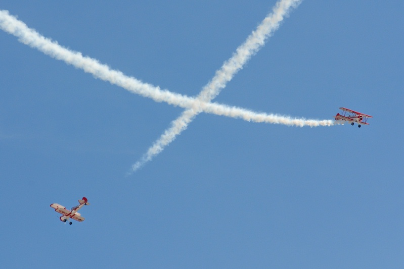 Red Baron aerobatic biplane group in flight at Miramar air show-18 10-12-07