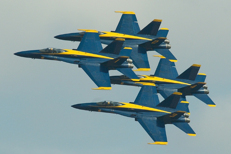 Blue Angel diamond formation flying over Miramar Air Show-4 10-15-05