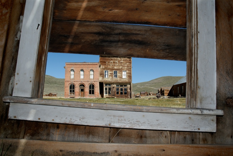 Buildings through window at Bodie-01 6-8-07