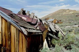 Wrecked roof on building at Bodie CA 9-92