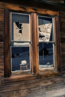 Windows in schoolhouse in Bodie CA 3-87