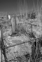 Headstone in cemetery at Bodie-07-BW 6-8-07