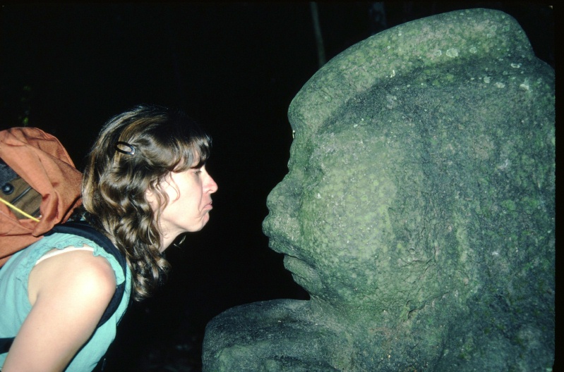 LC with Olmec head in Villahermosa Mexico 12-81