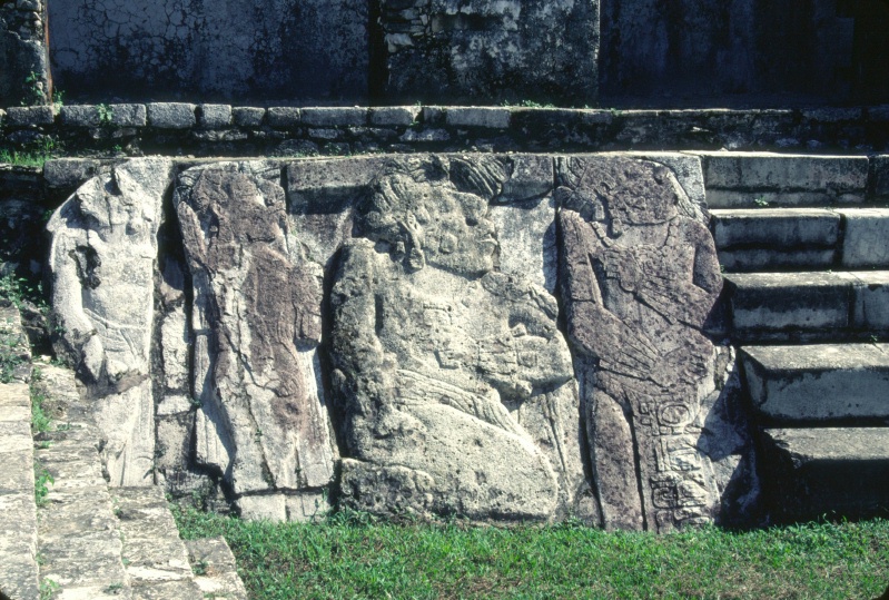 Rock carved figures at Palenque Mexico 12-81