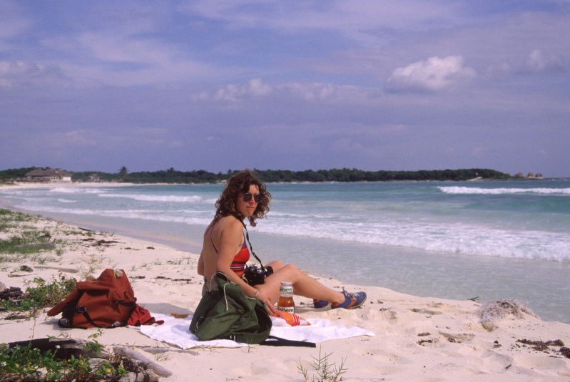 LC on beach at Cozumel Mexico 12-81