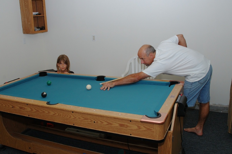 Kady & Steve playing pool at Serene Lakes cabin-03 7-28-07