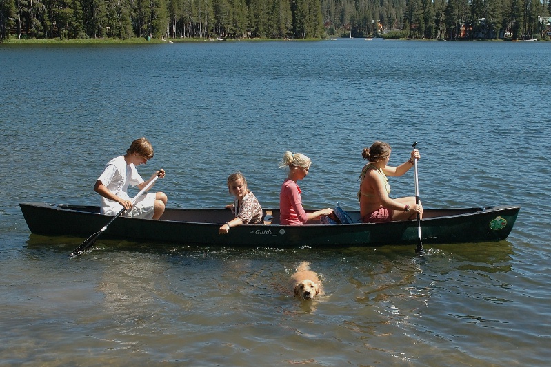 Brett Shannon Haley Kelly in canoe and Calla at Serene Lakes-03 7-30-07