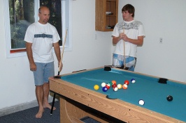 BDL & Steve playing pool at Serene Lakes cabin-04 7-28-07