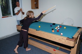 Kady playing pool at Serene Lakes cabin-03 7-28-07