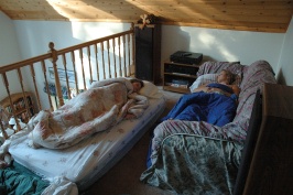 Kelly & Shannon sleeping at Serene Lakes cabin 7-29-07