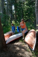 AML & Kady walking around canoes at Serene Lakes-02 7-31-07
