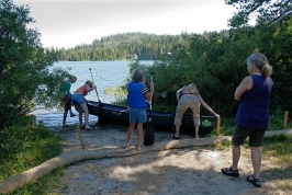 Haley AML Kady Tammy LC launching canoe at Serene Lakes-d 7-31-07