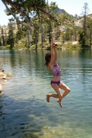 Kady on rope swing at Long Lake near Serene Lakes-03 7-29-07