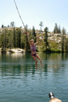 Kady on rope swing at Long Lake near Serene Lakes-05 7-29-07