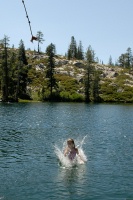 Kady on rope swing at Long Lake near Serene Lakes-12 7-29-07