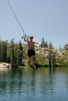 Brett on rope swing at Long Lake near Serene Lakes-12 7-29-07