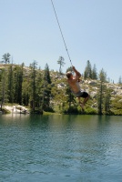 Steve on rope swing at Long Lake near Serene Lakes-17 7-29-07