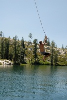 Steve on rope swing at Long Lake near Serene Lakes-18 7-29-07