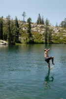 Steve on rope swing at Long Lake near Serene Lakes-21 7-29-07