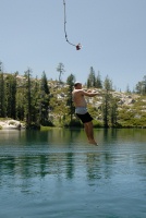 Steve on rope swing at Long Lake near Serene Lakes-05 7-29-07