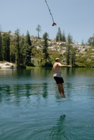 Steve on rope swing at Long Lake near Serene Lakes-06 7-29-07