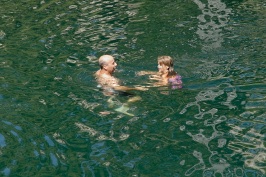 Steve & Kady Lamson swimming in Long Lake near Serene Lakes-01 7-29-07