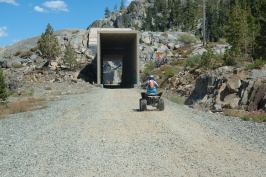 LC on ATV at snow sheds at Donner Pass-01 8-8-07