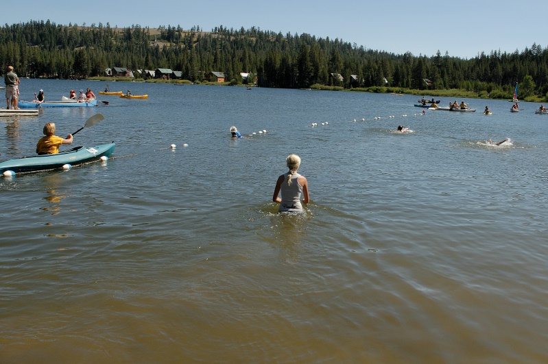 Haley swimming in family trathalon at Serene Lakes 7-29-07