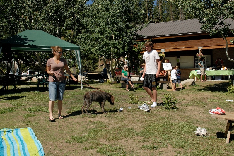 Helen Schureman Miles & BDL at transition in family triathalon at Serene Lakes 7-29-07