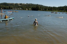 Haley swimming in family trathalon at Serene Lakes 7-29-07