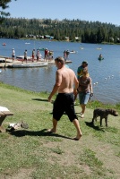 John Schureman finishing swim in family triathalon at Serene Lakes 7-29-07