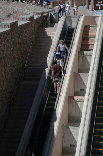 BX-BDL AML LC on escalator to visitor center at Hoover Dam 8-30-05