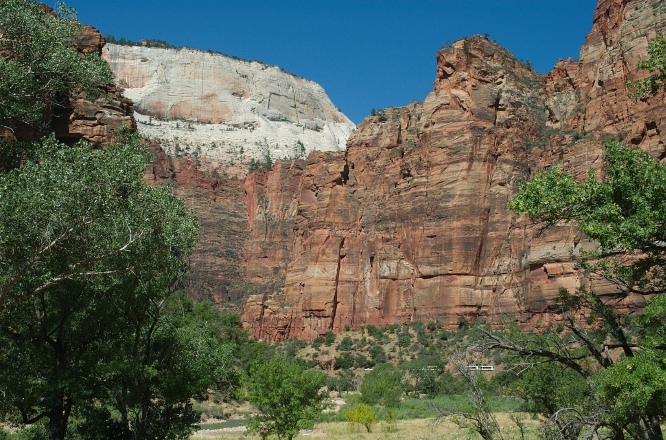 EI-Layered rock walls of Zion Valley UT 8-31-05