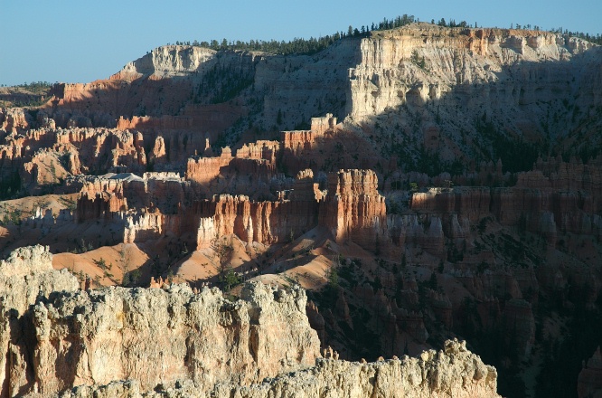 JQ-Late afternoon light on hoodoo ridges at Bryce Canyon UT 8-31-05