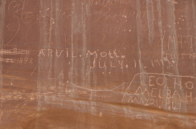 PG-Names on pioneer register wall of Capitol Gorge at Capitol Reef Park UT-2 9-2-05