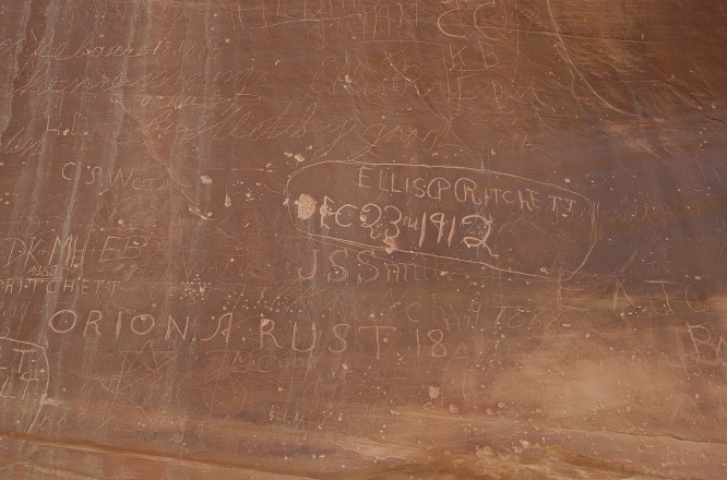 PH-Names on pioneer register wall of Capitol Gorge at Capitol Reef Park UT-3 9-2-05
