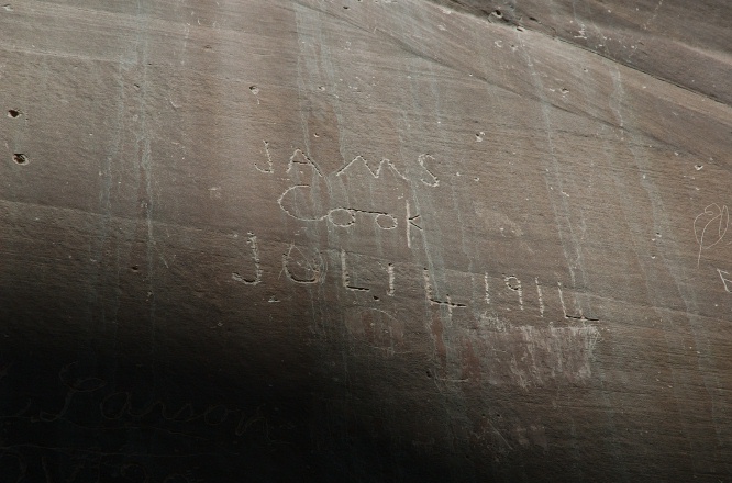PJ-Names on pioneer register wall of Capitol Gorge at Capitol Reef Park UT-5 9-2-05