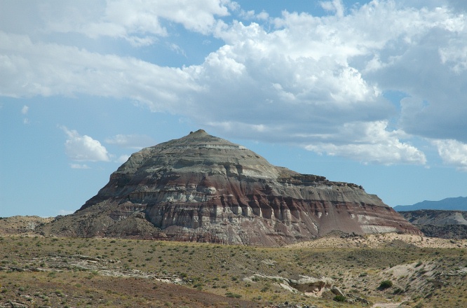 QCX-Multicolored rock dome along Hwy 24 east of Capitol Reef Park UT 9-2-05