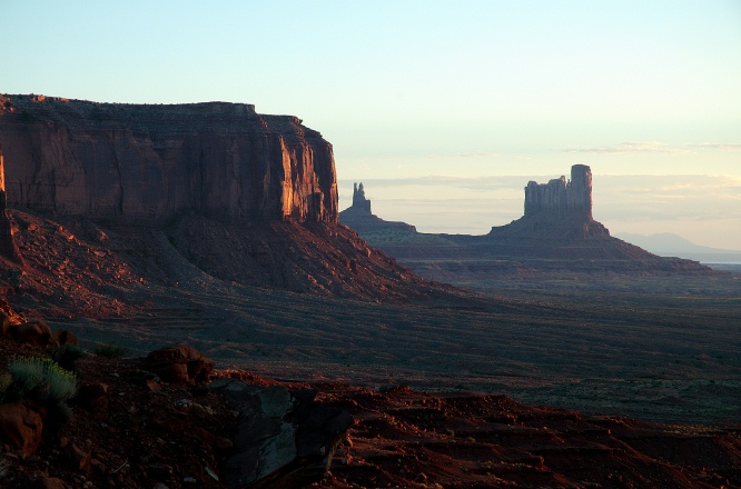 QNE-Dawn light on mesas at Monument Valley-2 9-5-05