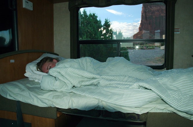 QNS-AML asleep in RV at Monument Valley 9-5-05