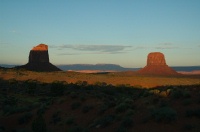 QNI-Sunrise light on rock towers at Monument Valley 9-5-05