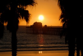 Sun setting behind Oceanside pier-1 10-11-06